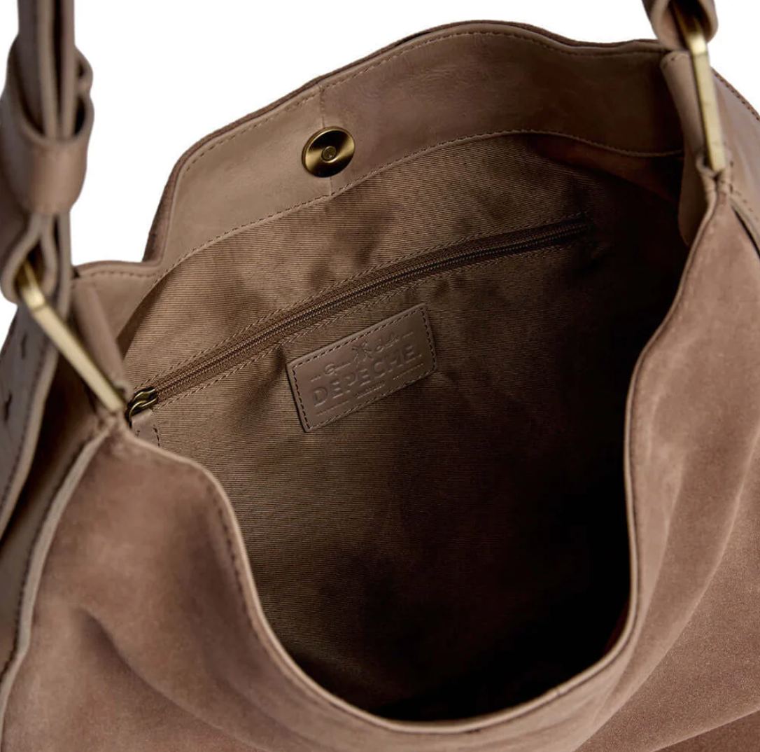Schultertasche aus Wildleder und Rindsleder