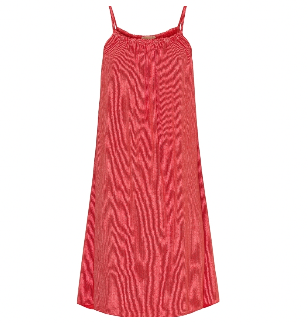 Kleid Carmen – Rot mit Streifen