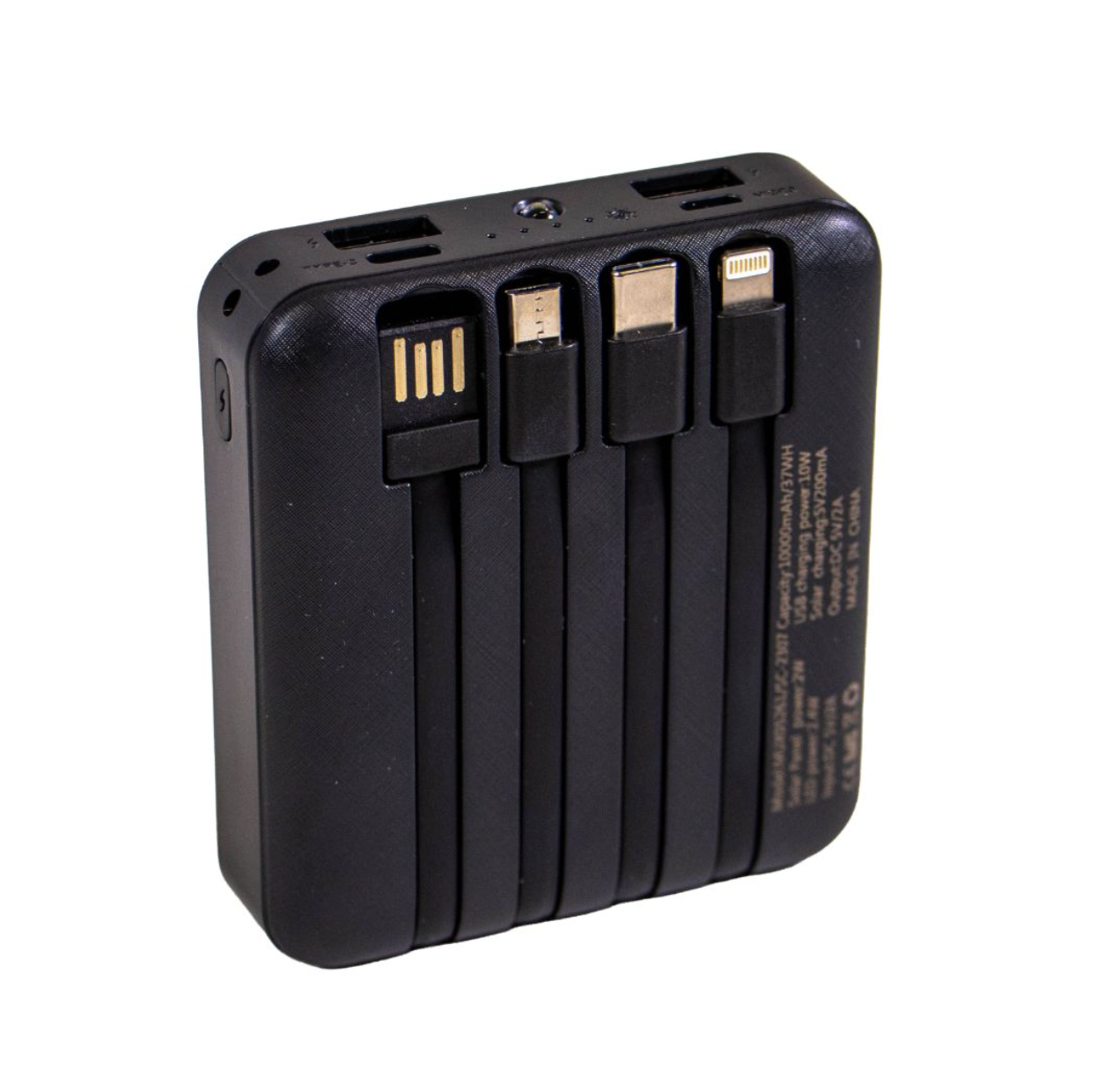 Mini Solar Powerbank mit Kabeln, 10.000 mAh