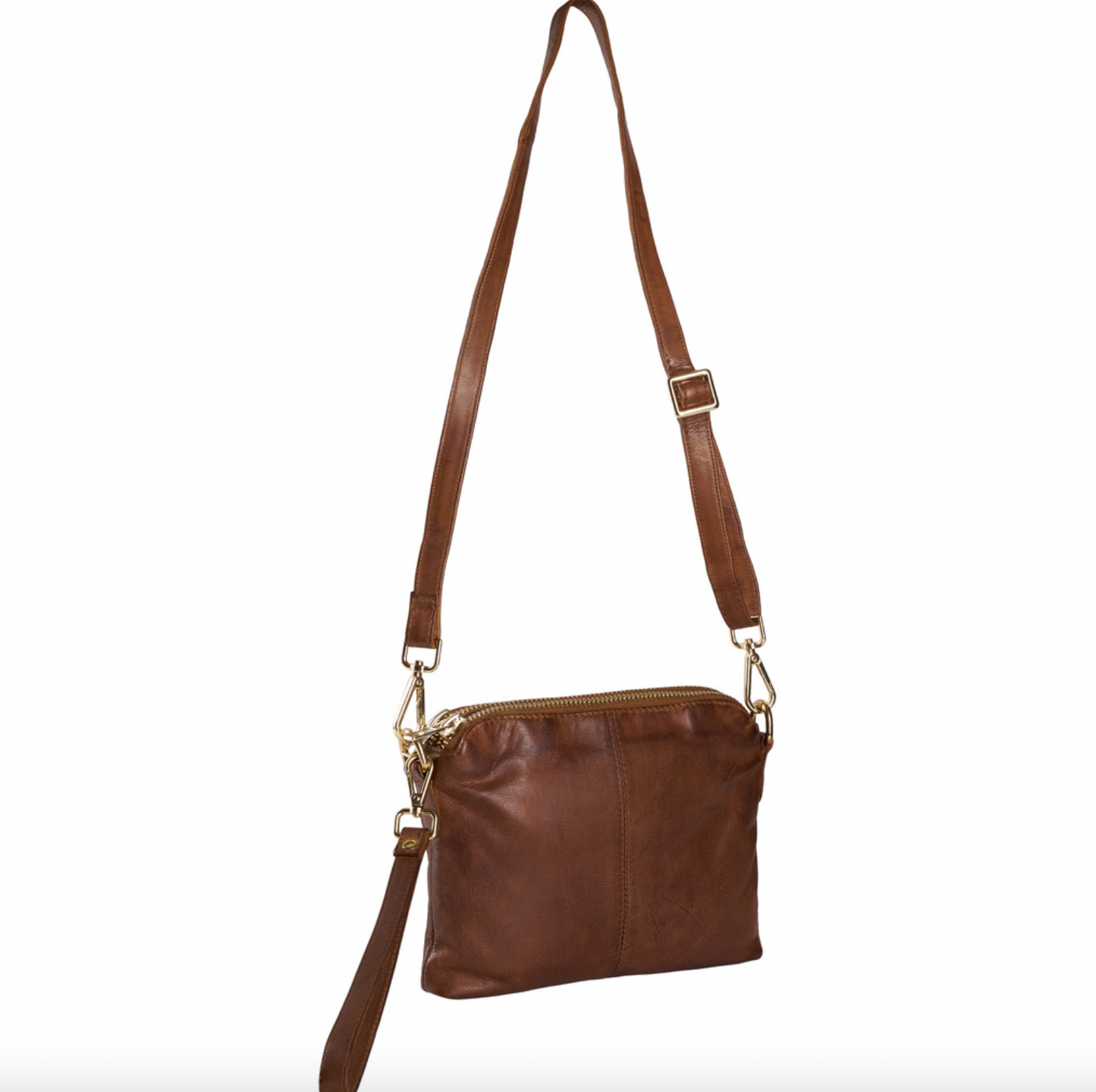 Crossbody-Clutch ALICE dark cognac