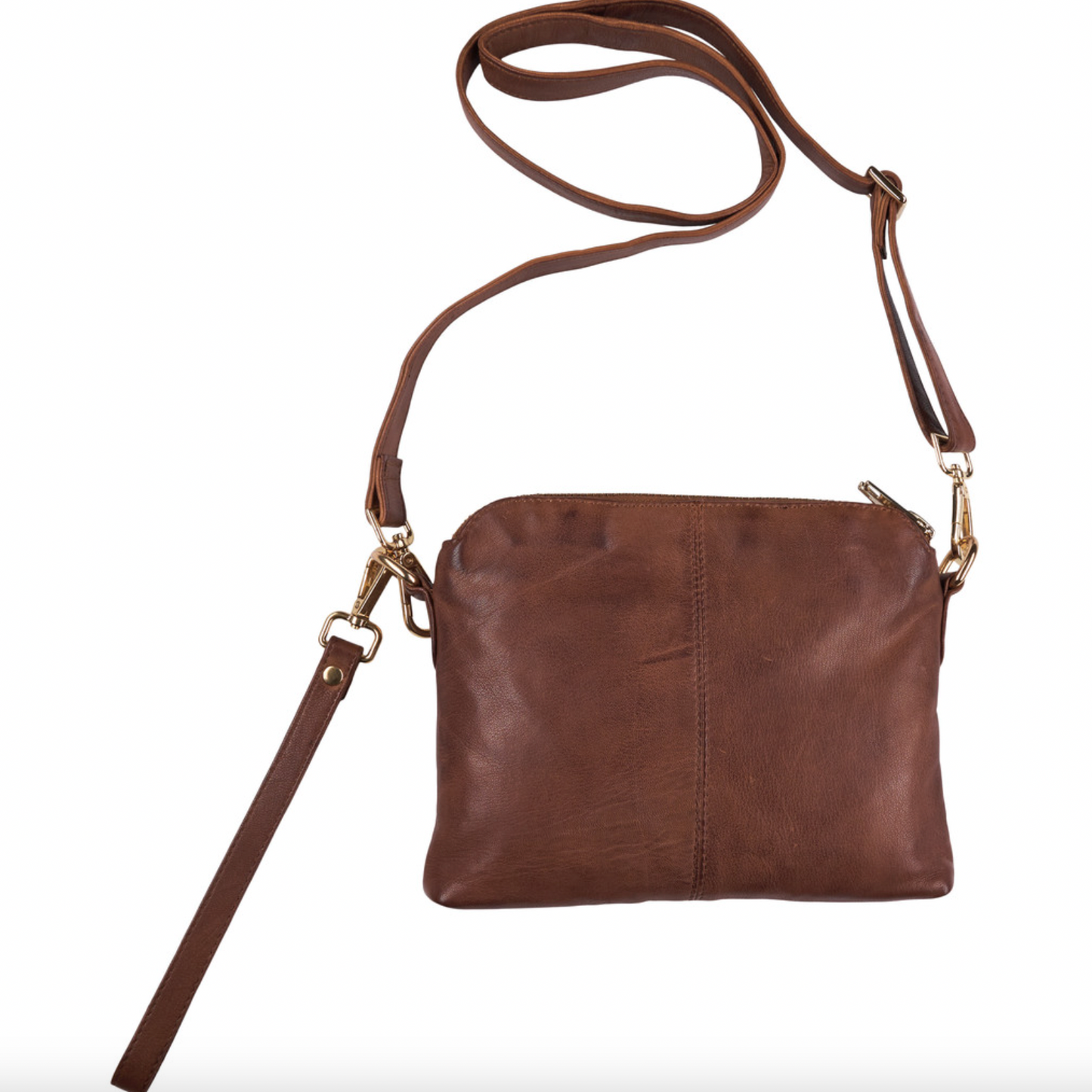 Crossbody-Clutch ALICE dark cognac