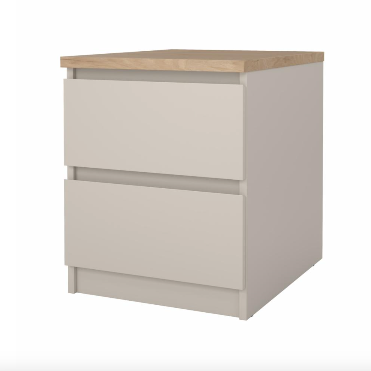 Nachttisch - Hickory / Cashmere mit 2 Schubladen