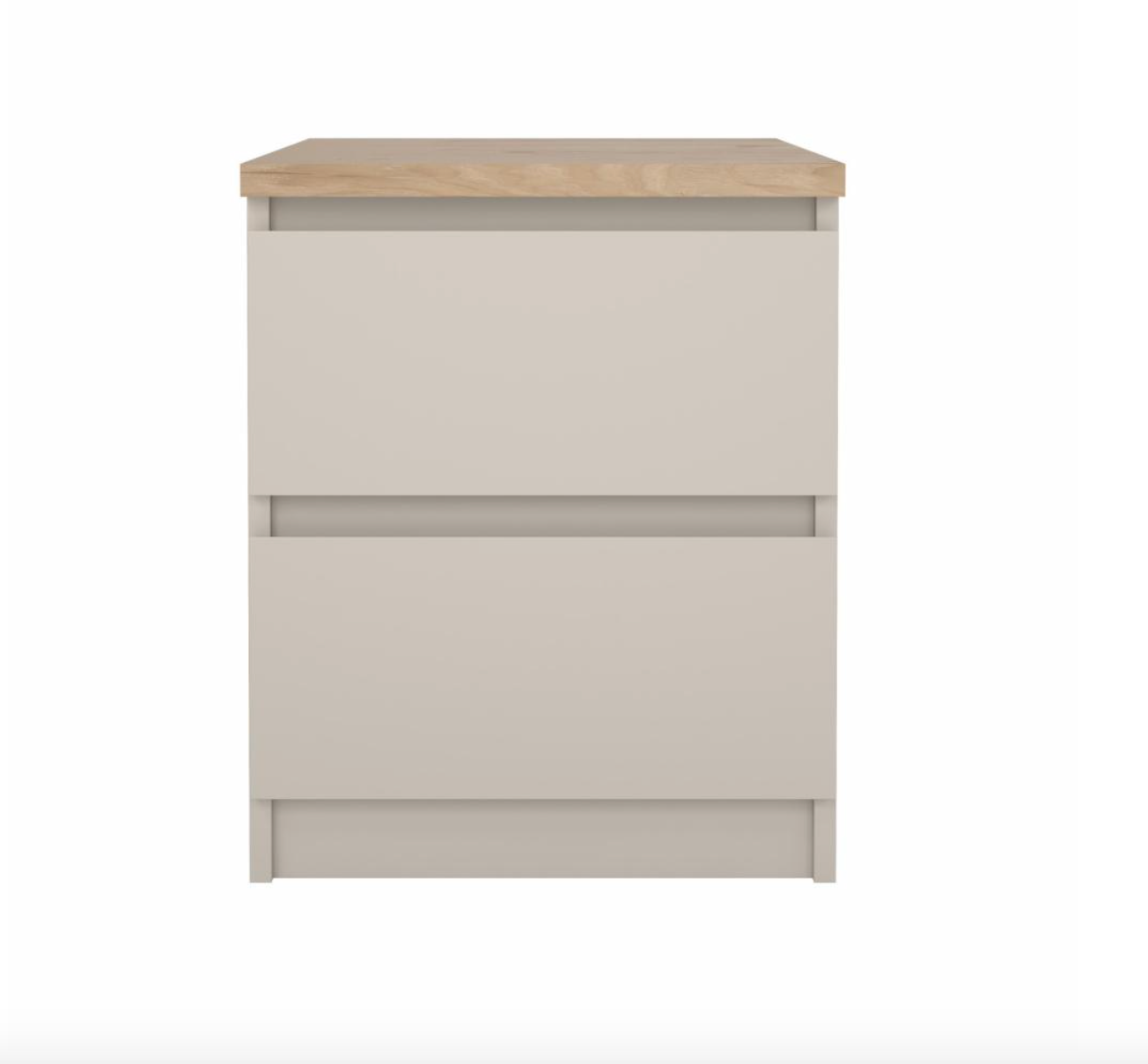 Nachttisch - Hickory / Cashmere mit 2 Schubladen