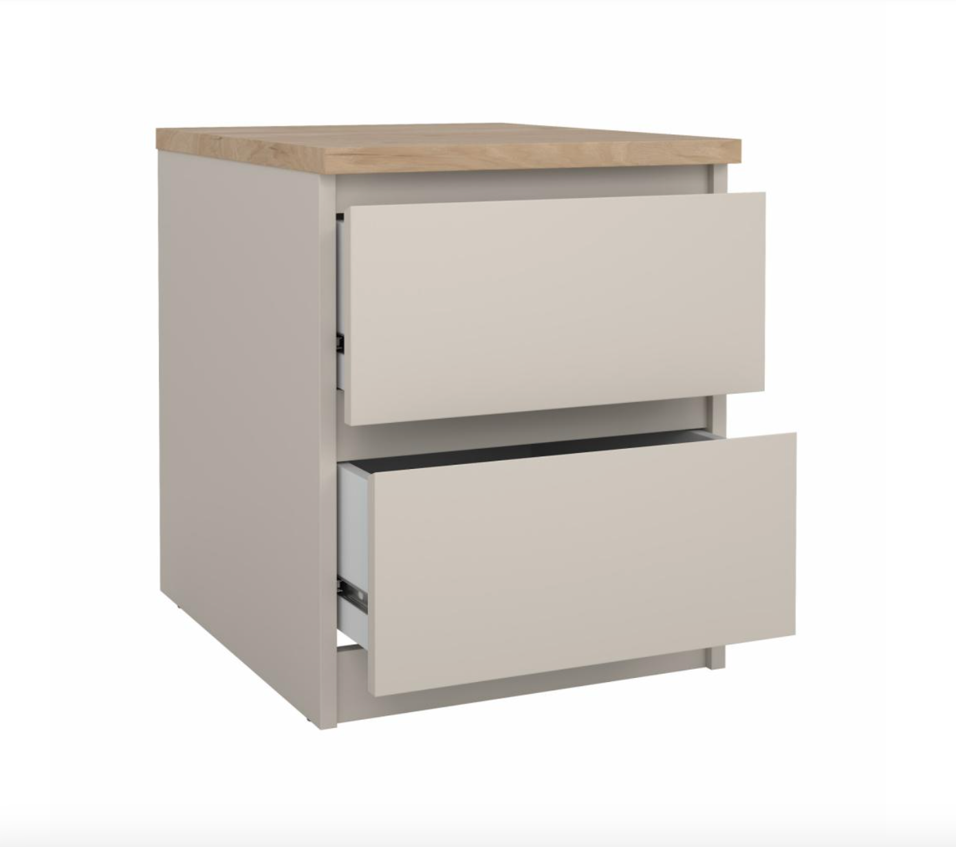 Nachttisch - Hickory / Cashmere mit 2 Schubladen