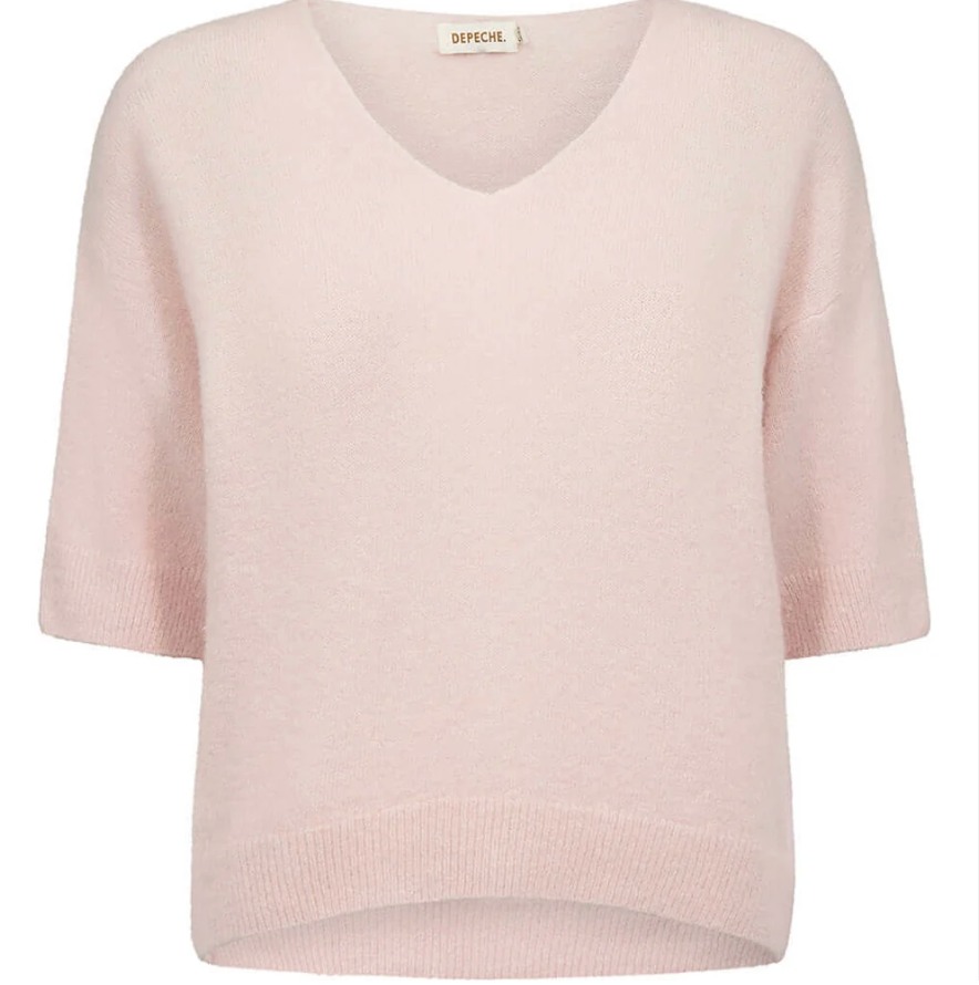 Strick Alpaca V-Ausschnitt Rosa - Depeche