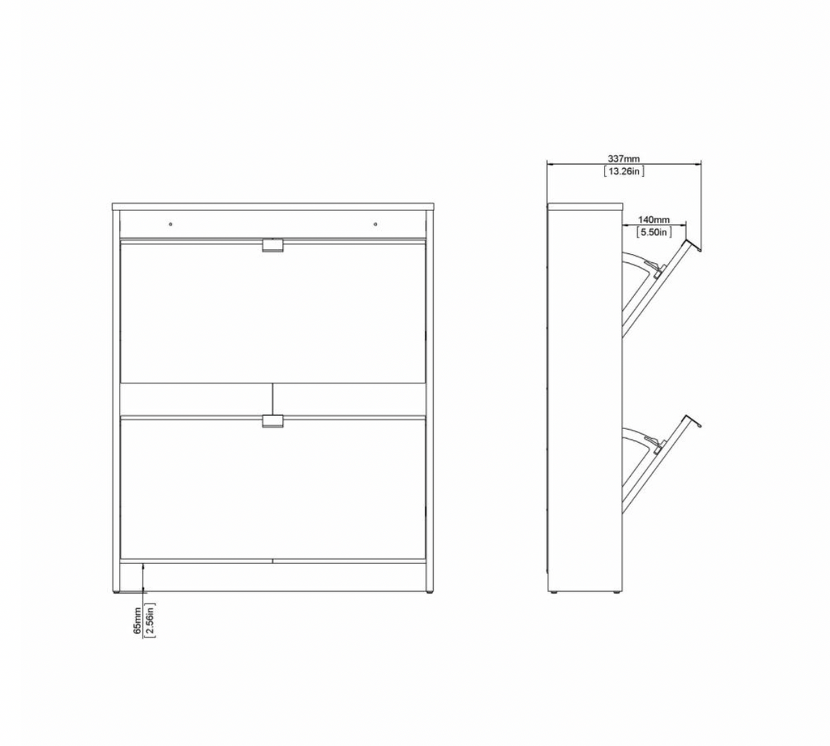Schuhschrank mit 2 Fächern - White