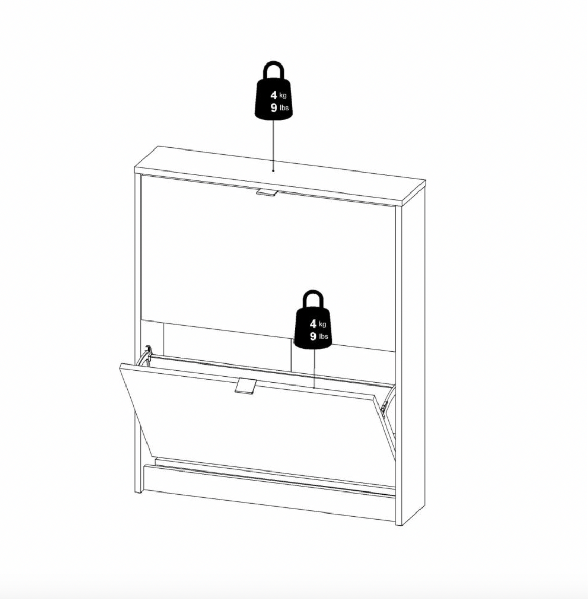 Schuhschrank mit 2 Fächern - White