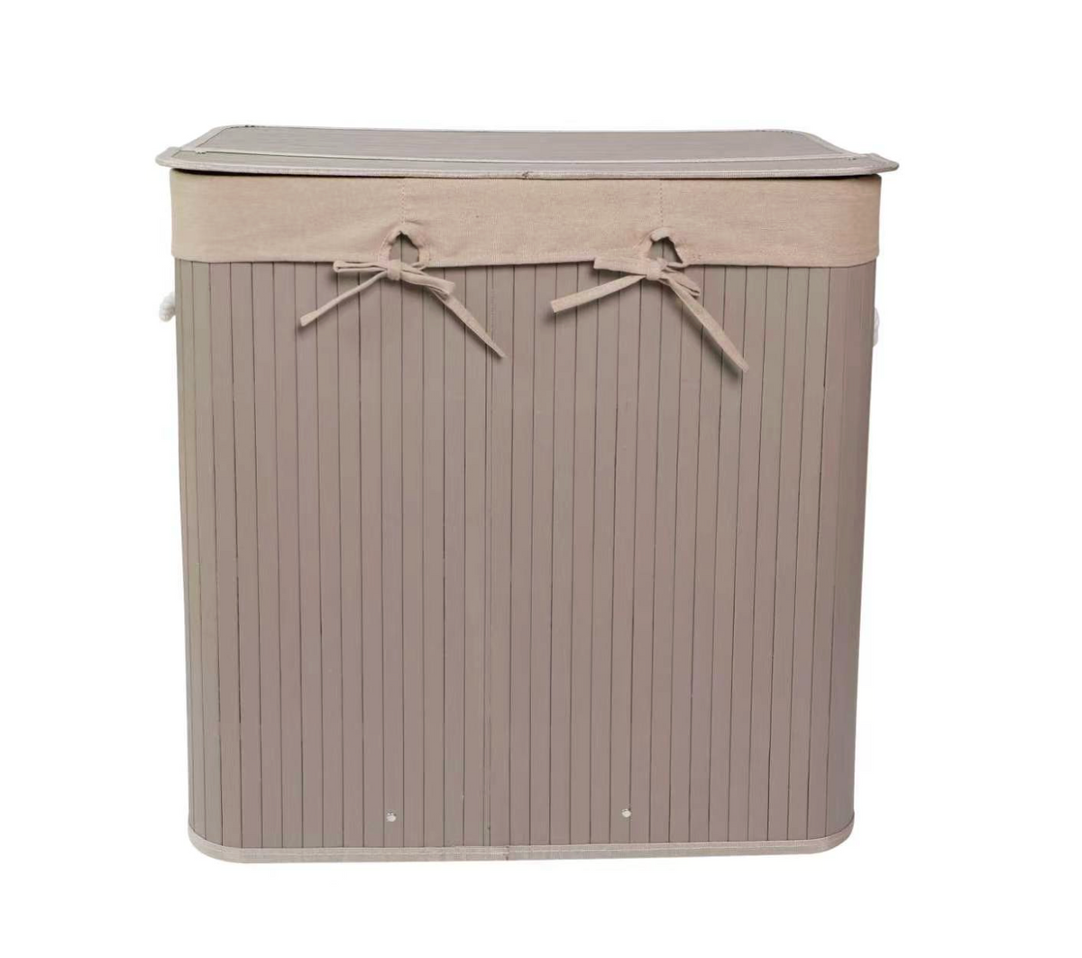 Wäschekorb Beige – Bambus mit drei Fächern
