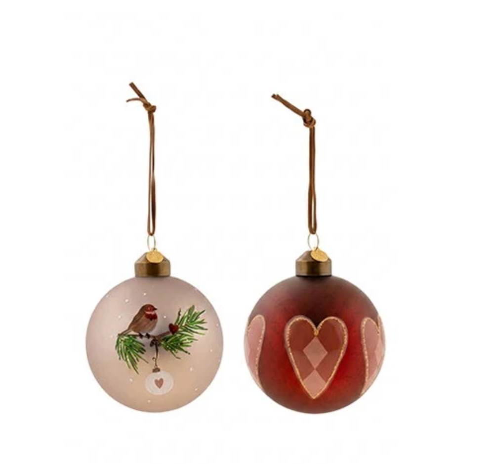 Weihnachtskugeln - Set mit 2 Stk, Glas
