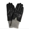 Lederhandschuh mit umschlagbarem Strick - Black/Grey