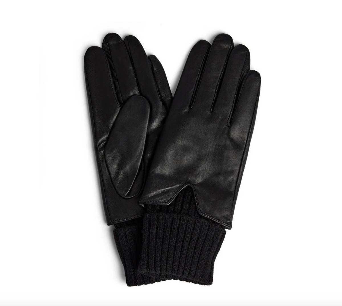 Lederhandschuh mit umschlagbarem Strickbündchen
