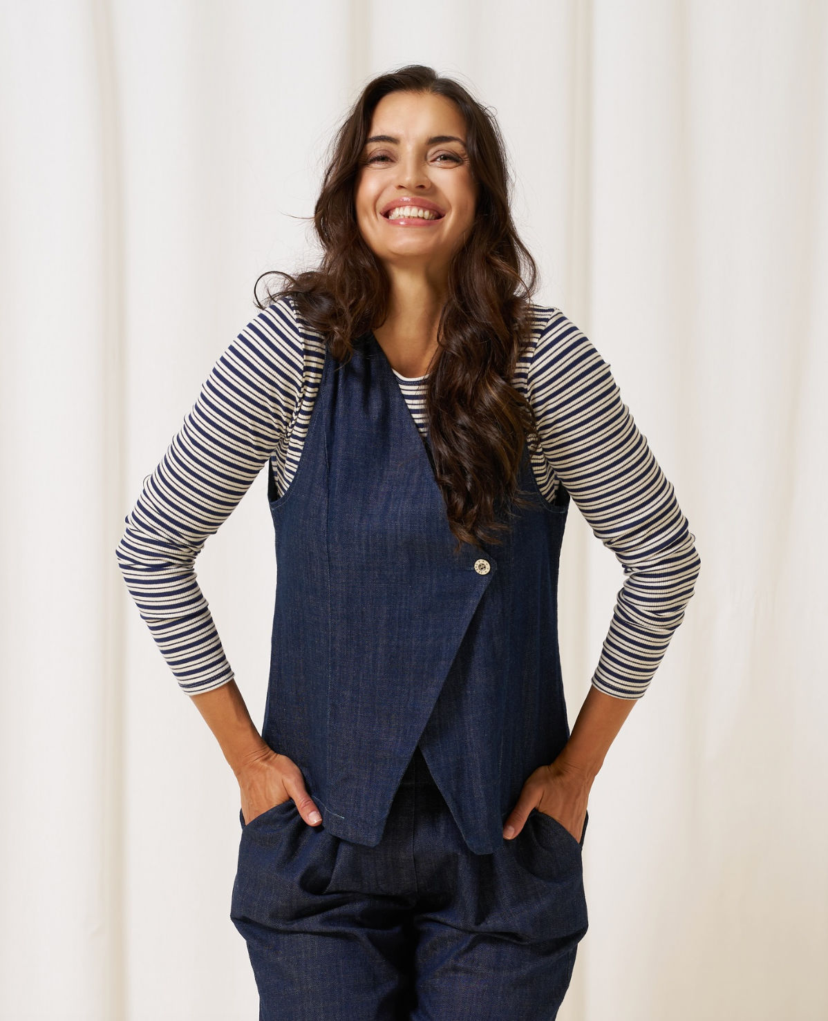 Bluse Christel gestreift - Navy / Creme