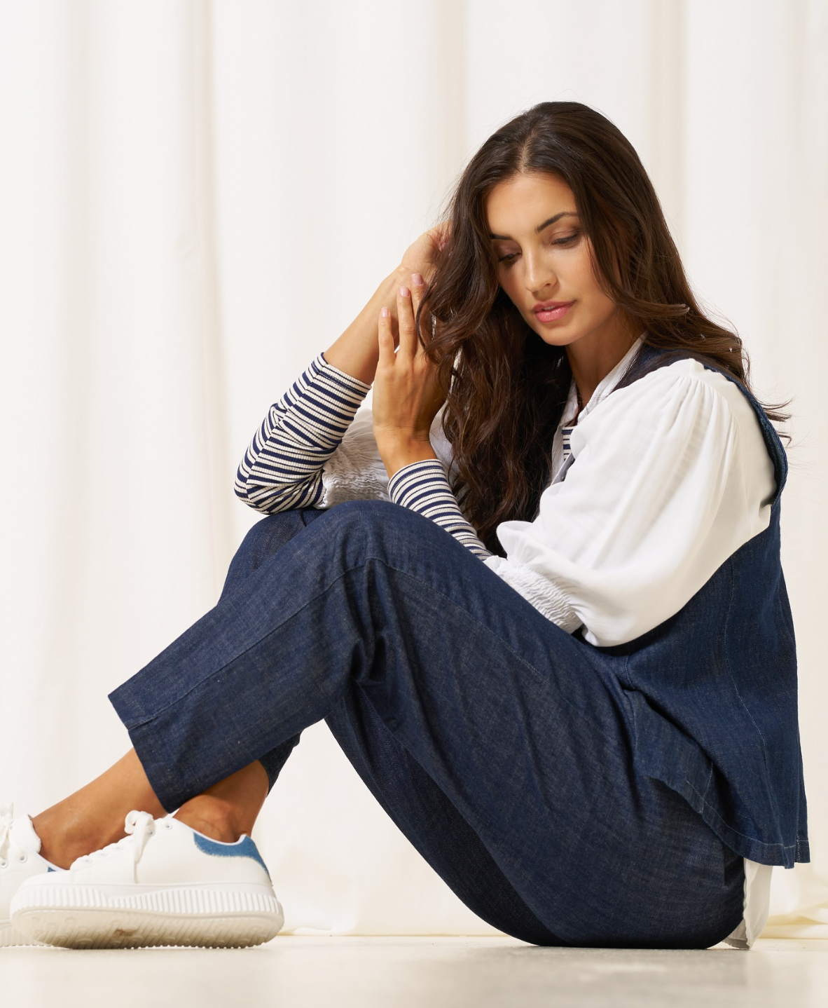 Bluse Christel gestreift - Navy / Creme