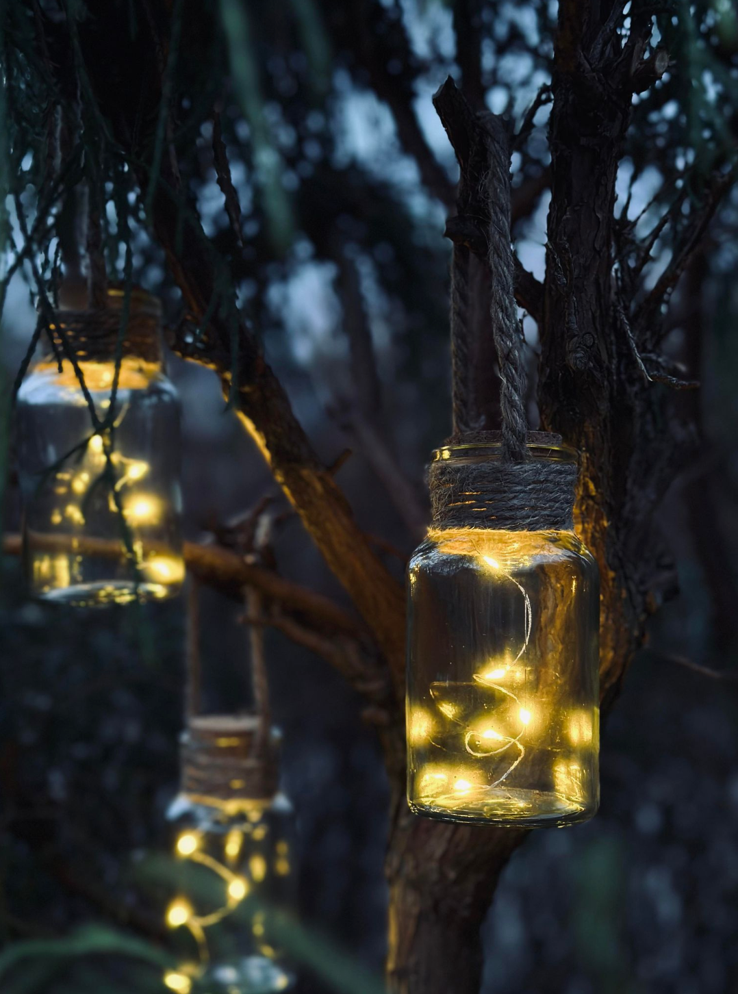 Mini-Laterne aus Glas mit Korkverschluss und Lichterkette