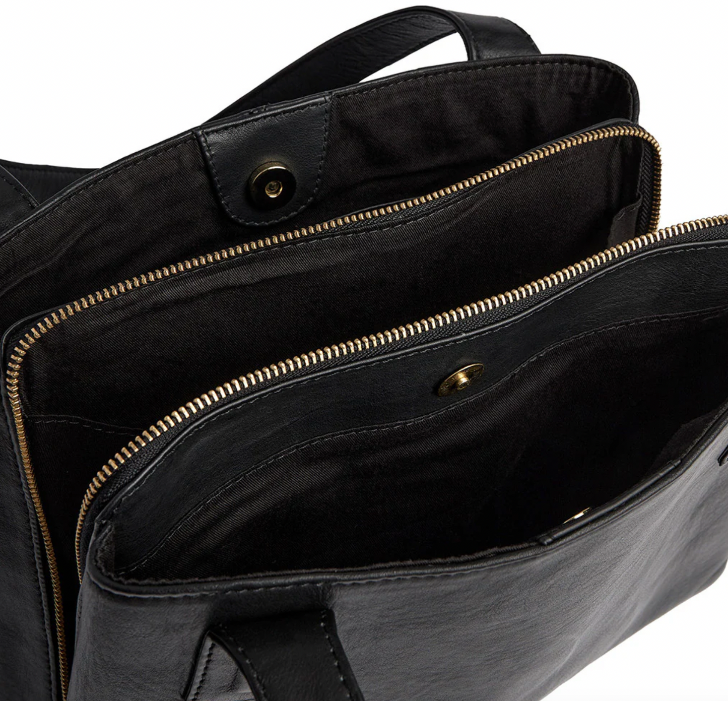 Schultertasche - Schwarzes Kalbsleder