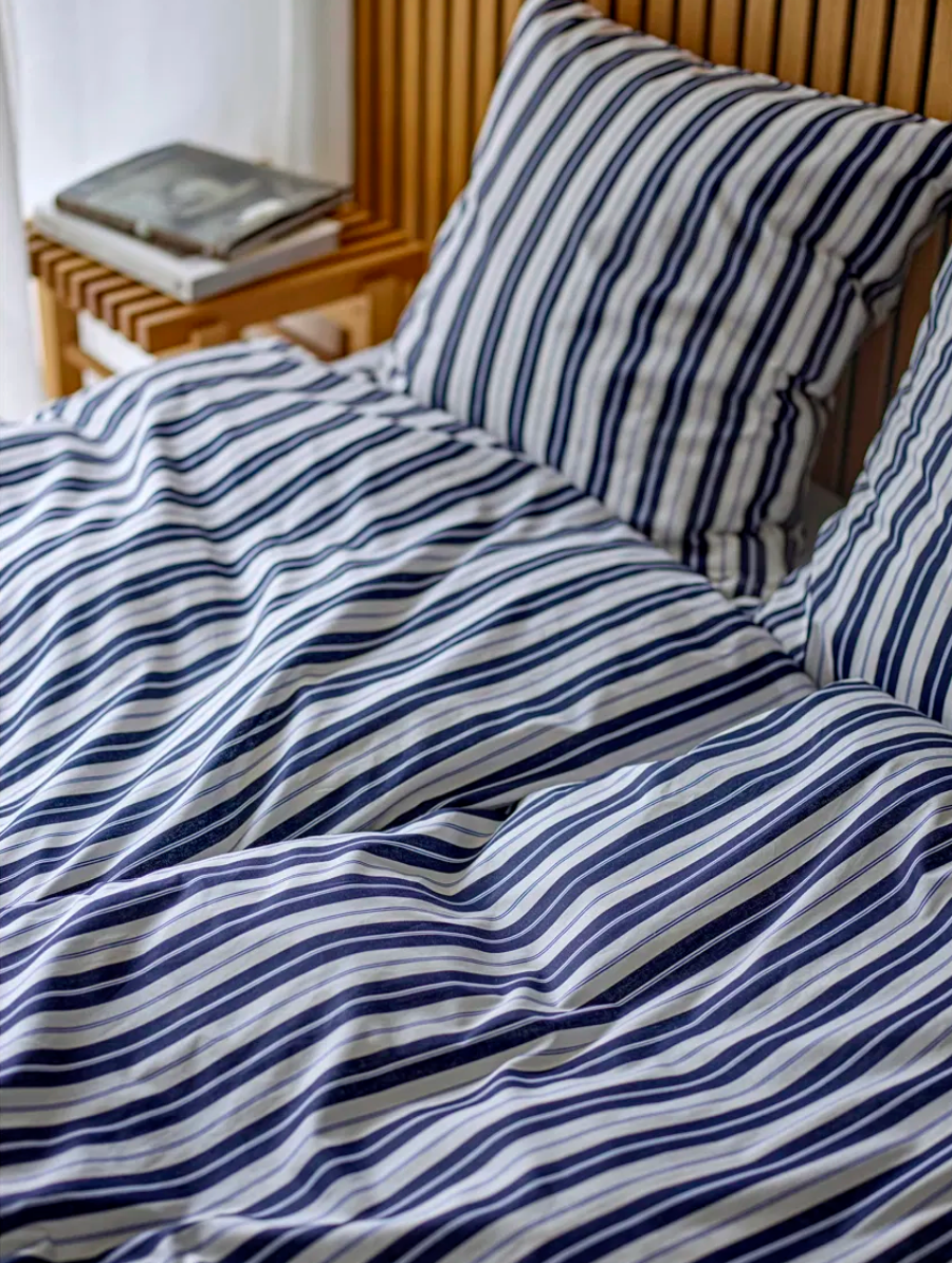 Bettgarnitur, Flow Navyblau, 140x220 - 63x60