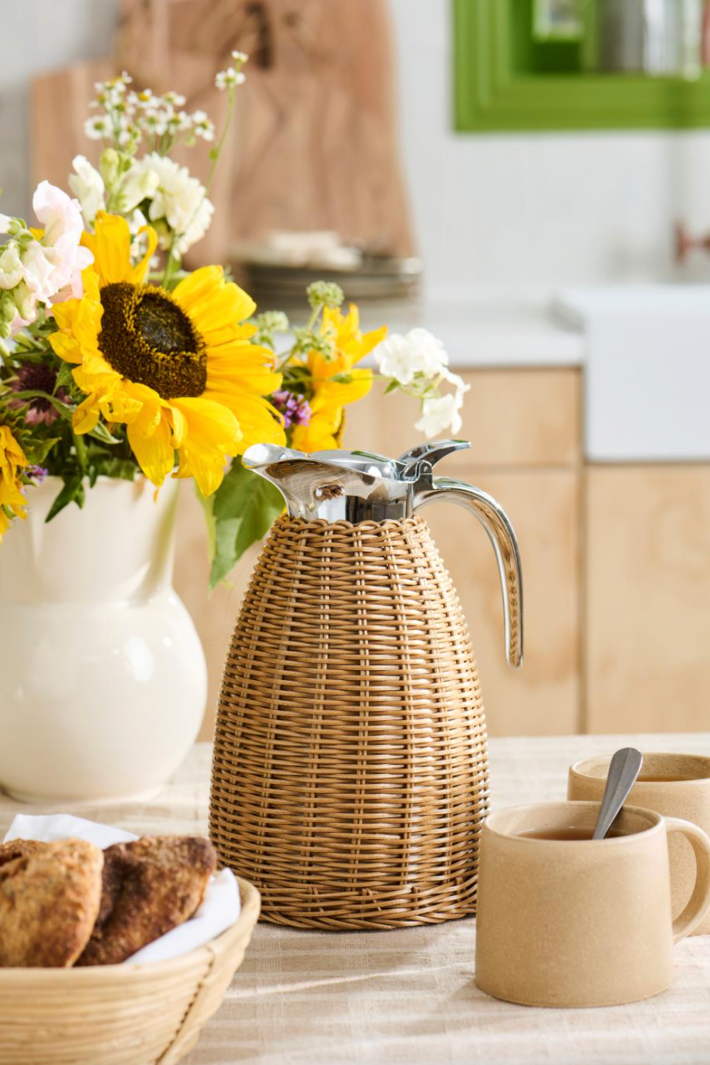 Thermoskanne Braun Polyrattan-Geflecht