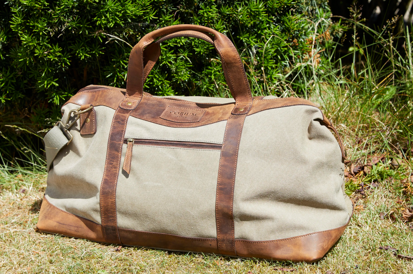 Wochenendtasche aus Leder und Canvas - Canvas HUNTER