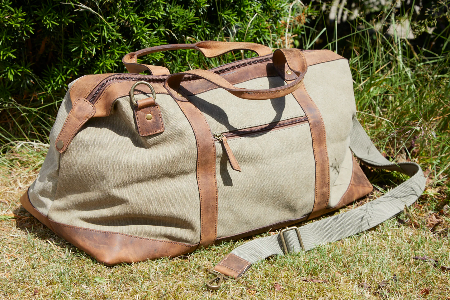 Wochenendtasche aus Leder und Canvas - Canvas HUNTER