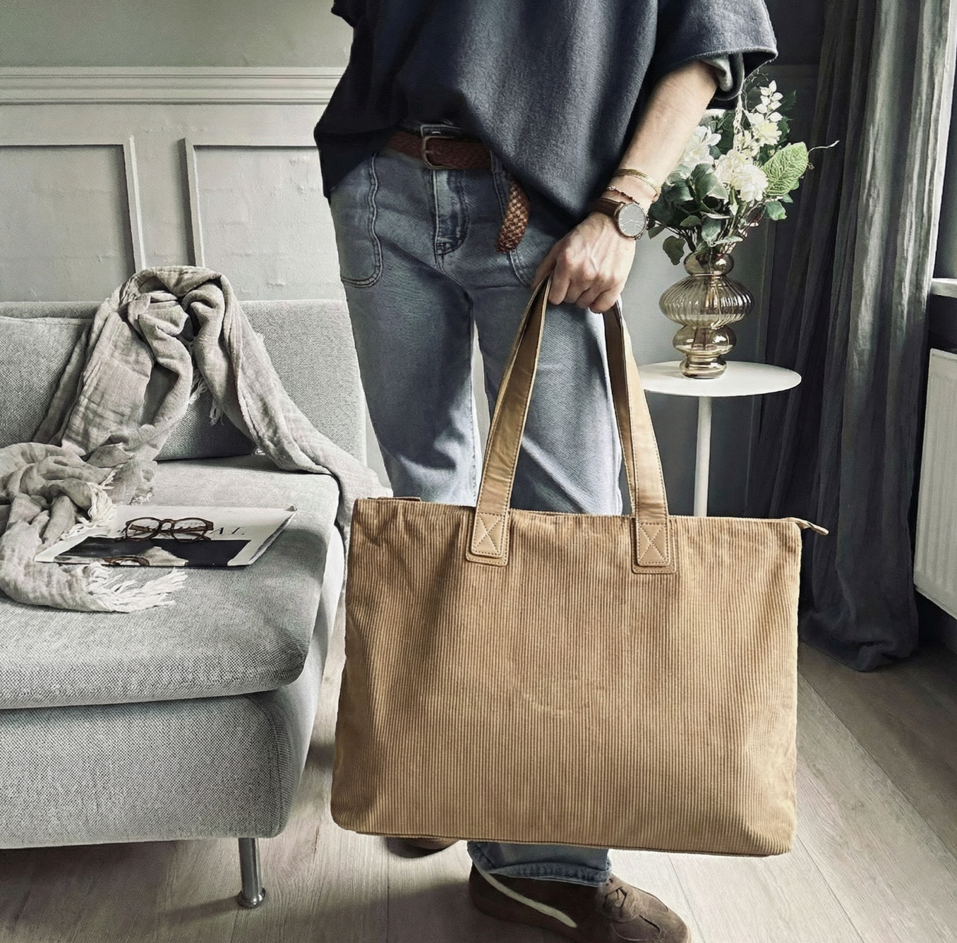 Shopper Samt - Tan