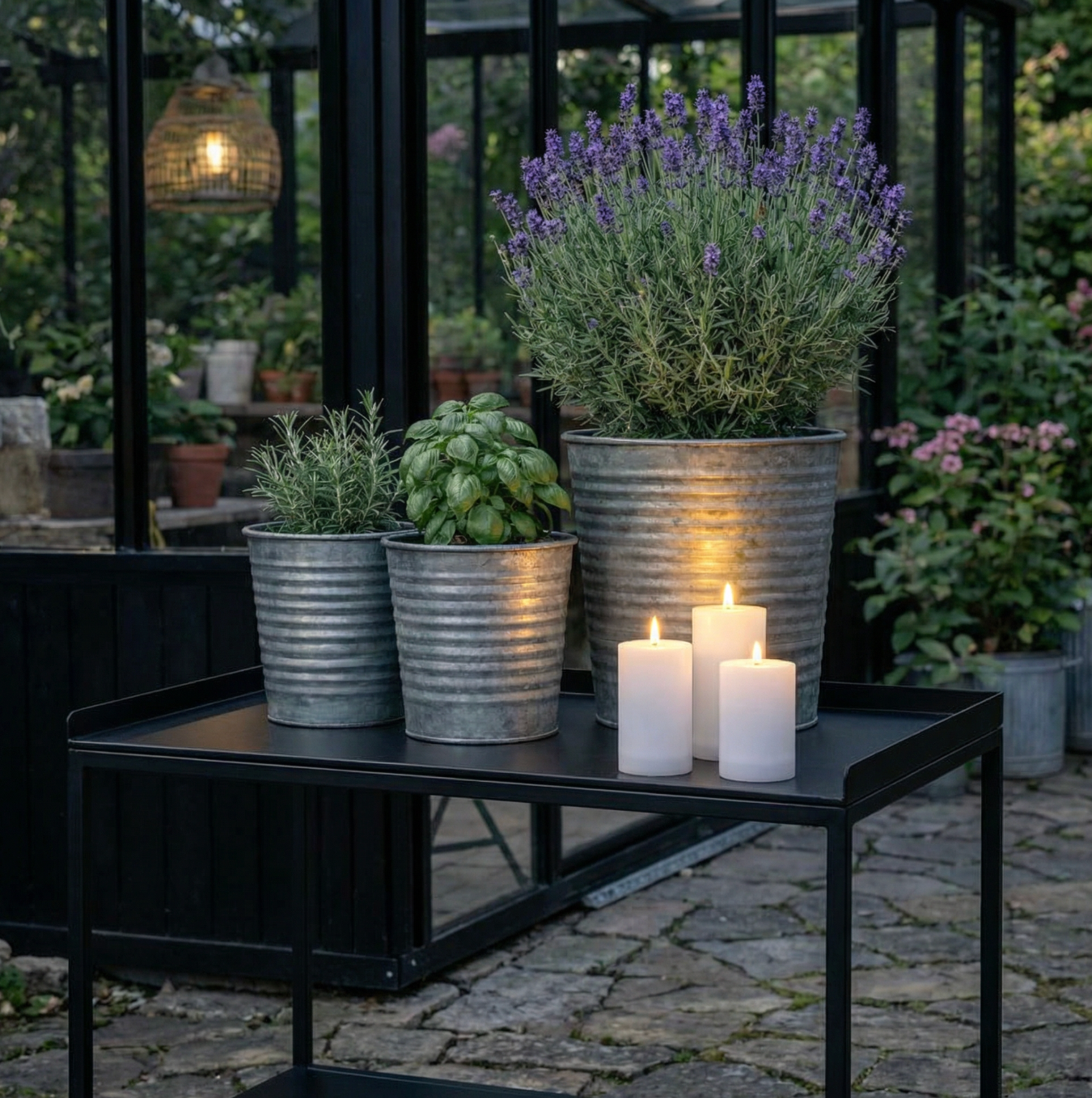 LED Aussen-Blockkerzen Set - 3 Stk - Weiß