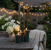 LED Außen-Stumpenkerzen Set (3 Stück) – Grün