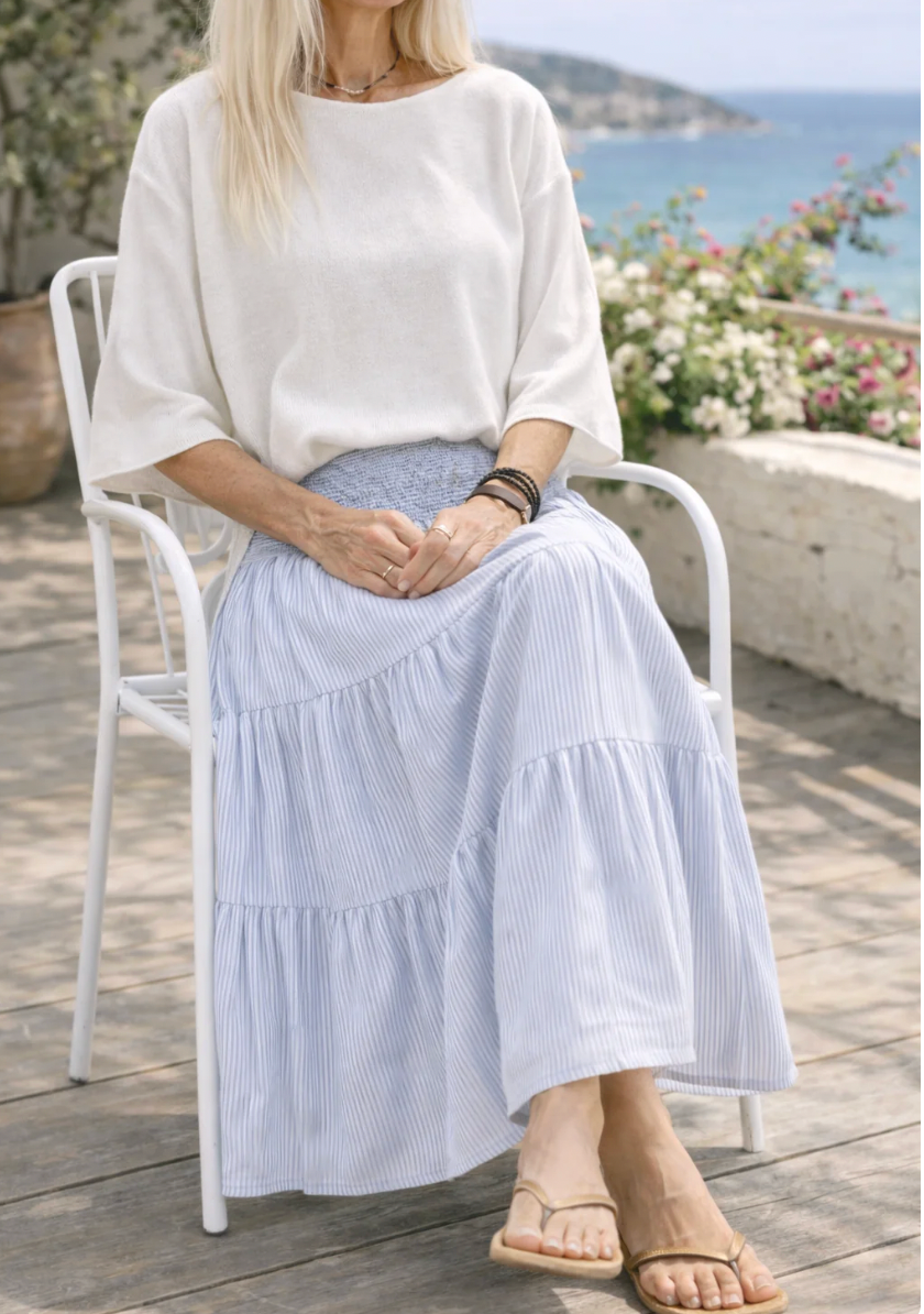 Rock mit Smock – Blau gestreift