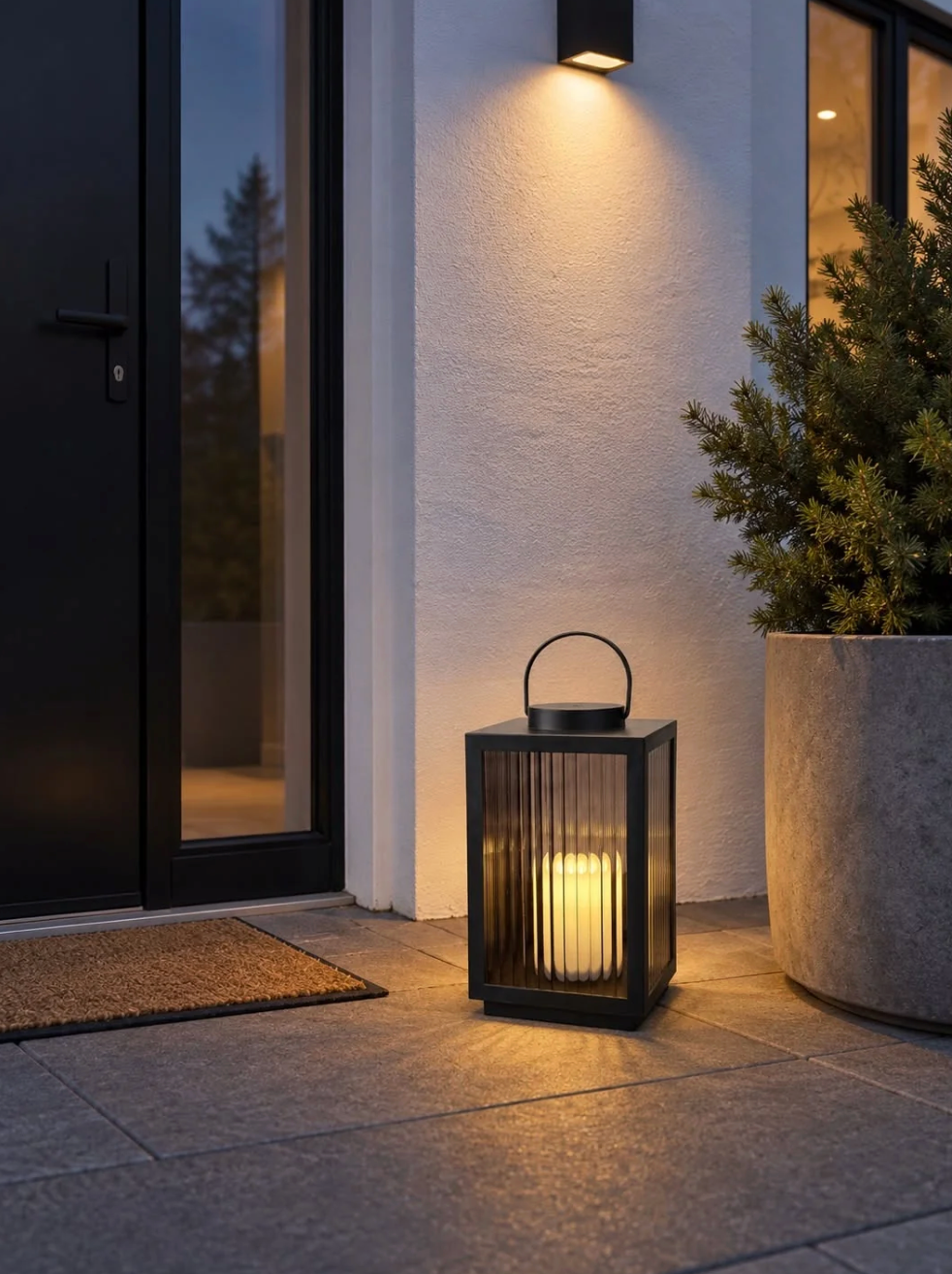 Laterne Rauchfarben mit LED-Licht