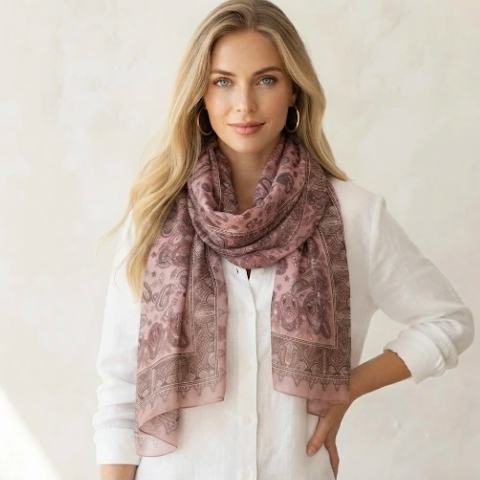 Tørklæde Paisley rose