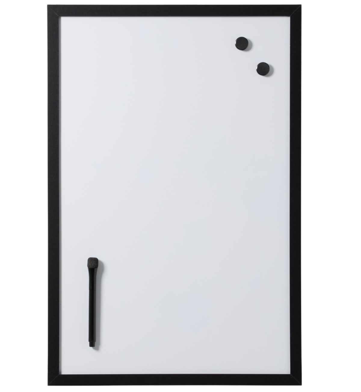 Magnetisches Whiteboard, schwarzer Rahmen, 40 x 60 cm.