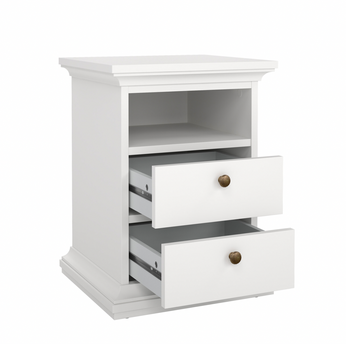 Nachttisch Paris White – 2 Schubladen