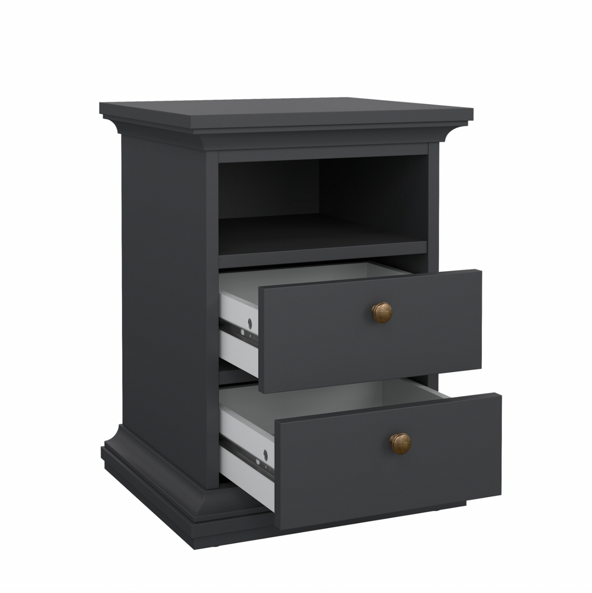 Nachttisch Paris Grey – 2 Schubladen