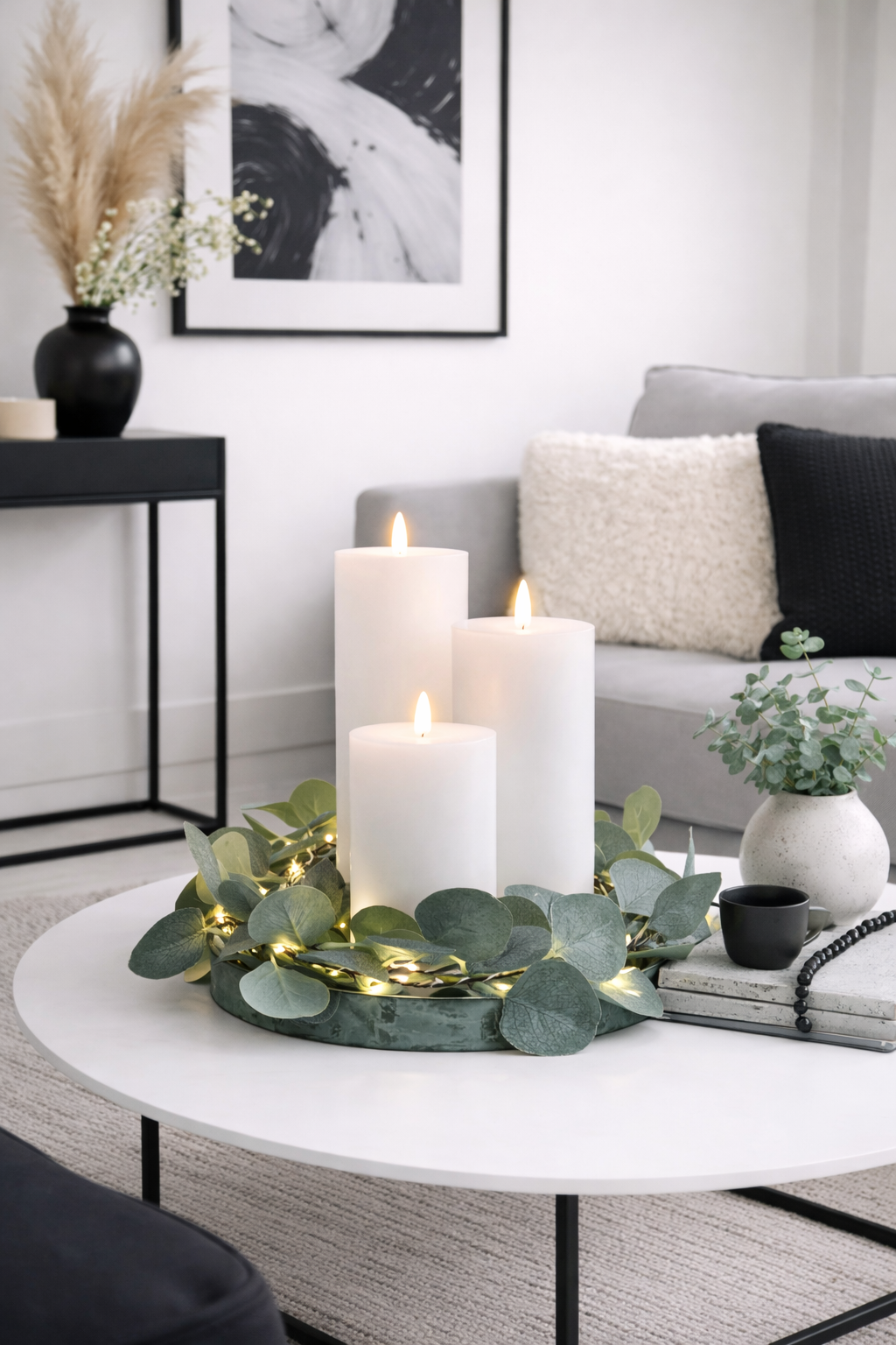 Lichterkette mit Eukalyptus