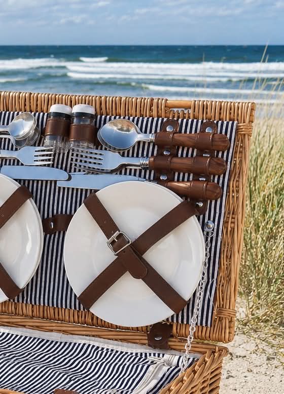 Picknickkorb mit Inhalt für 4 Personen - DELUXE