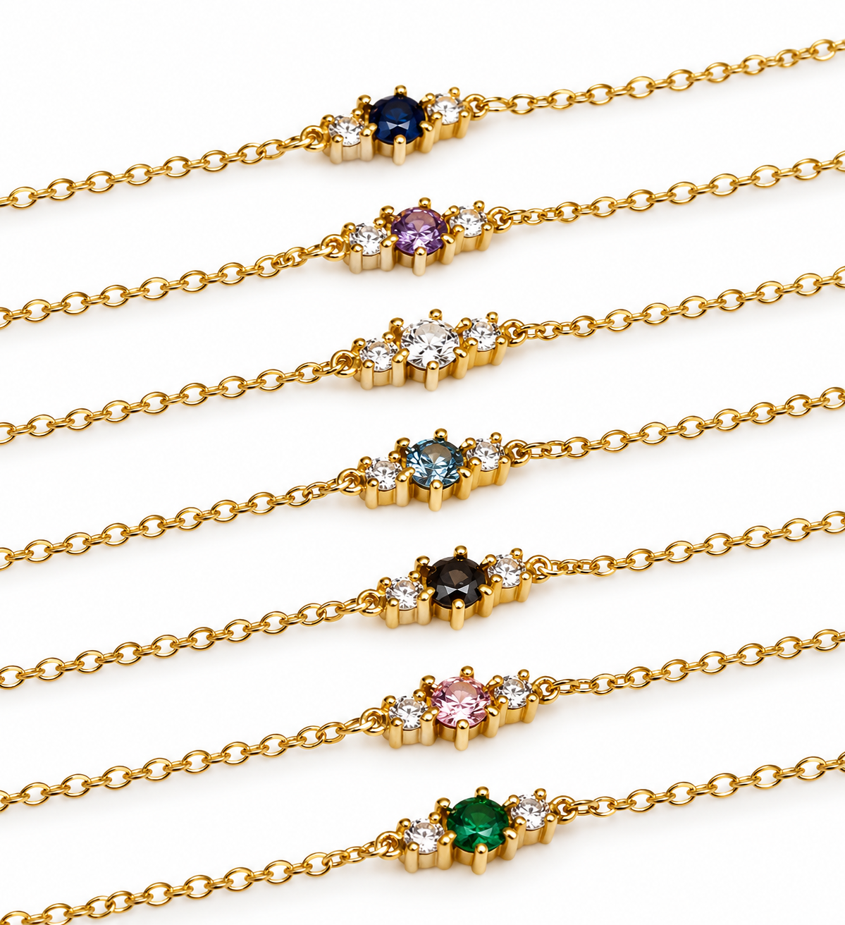 Armband Gia mit 3 Zirkonen - Vergoldetes Sterlingsilber