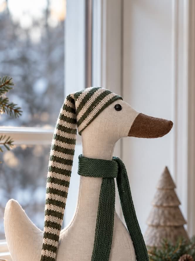 Weihnachtsente mit grüner Mütze
