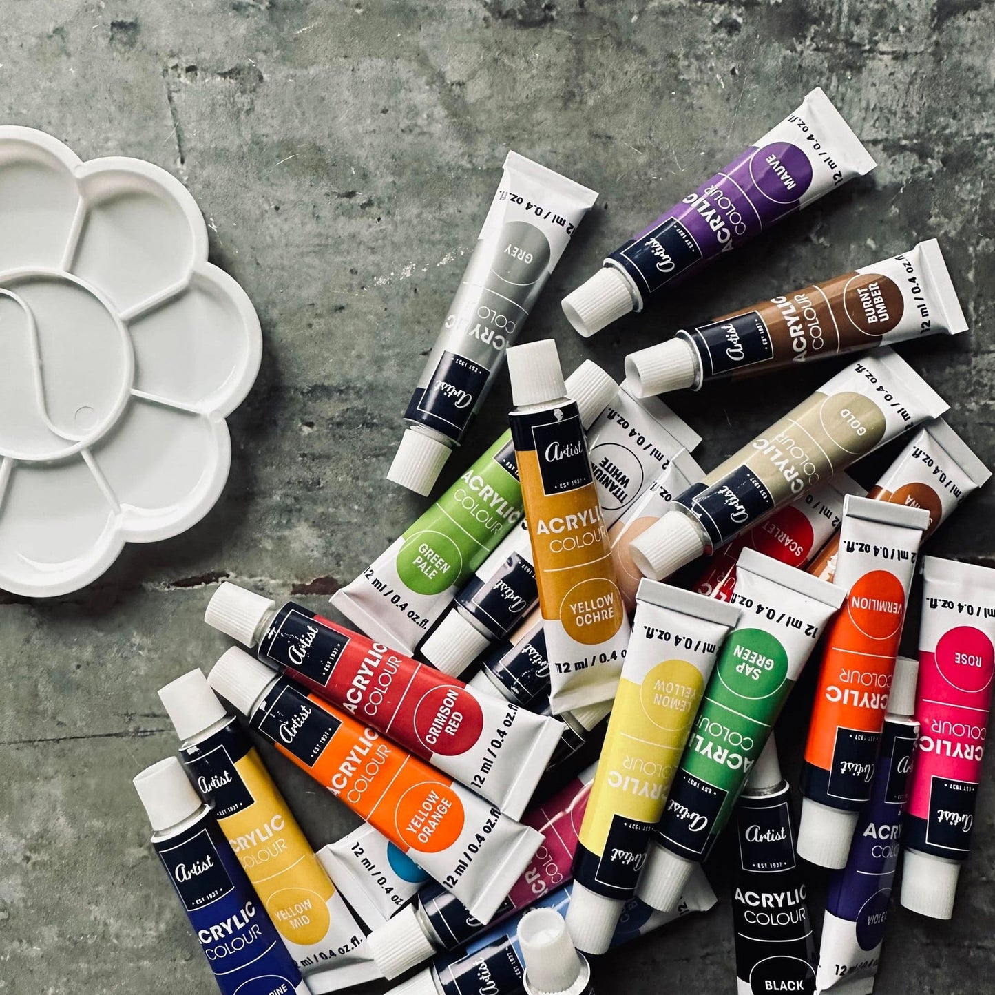 Akrylmaling ink palette – 24 farver - VIAMAJA.DK