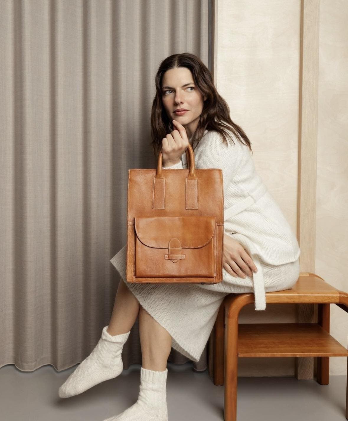 Arbejdstaske / shopper Felicia Cognac - VIAMAJA.DK