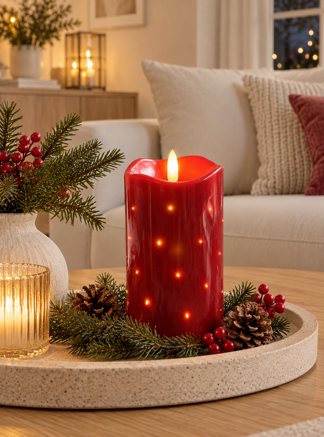 LED-Blockkerze JUL TWINKLE - 12,5 cm