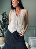 Weste beige gestreift - Leinen
