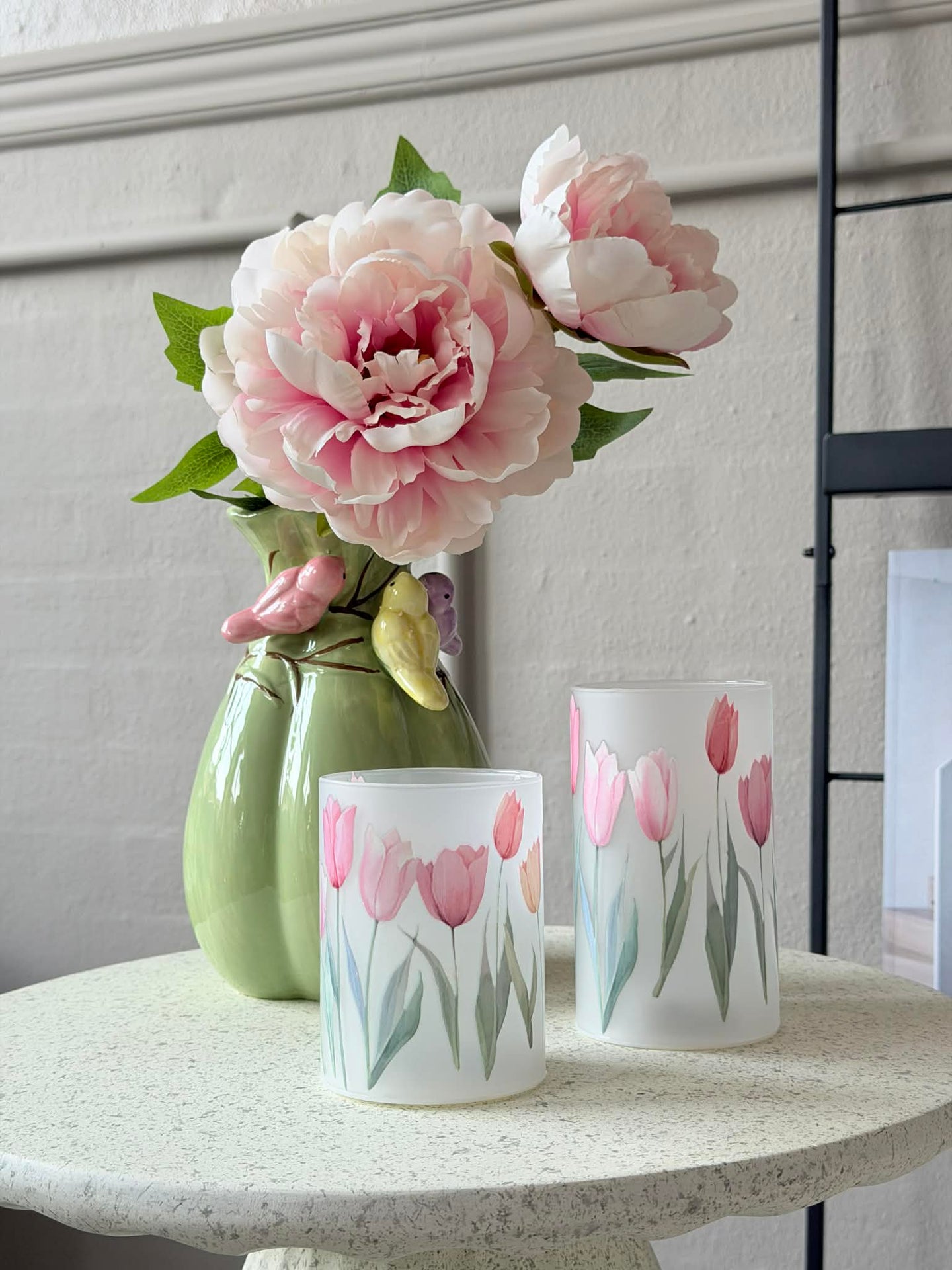 Vase mit Deko - Weiß oder Grün