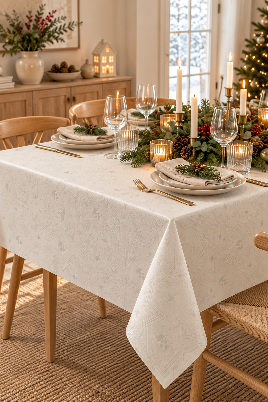 Weihnachtstischdecke Jacquard - 320cm