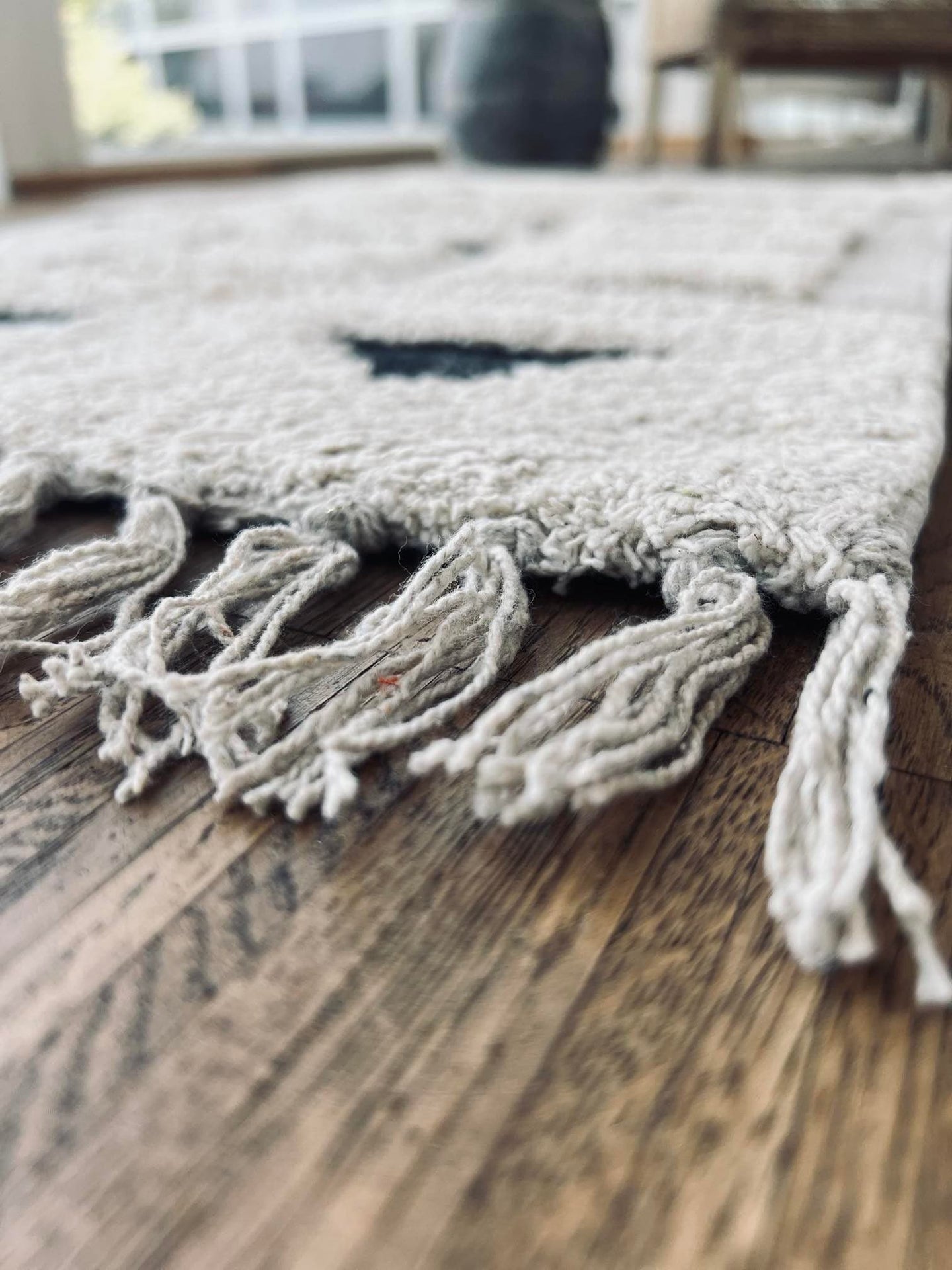 BADEMÅTTE ANTI SLIP 50X80 BOMULD SORT/NATUR - VIAMAJA.DK