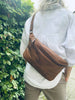 Gürteltasche PERSY mit Doppelreißverschluss – Cognac XL
