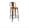 Barhocker mit Rückenlehne – Industrielles Design – Shiny mit Leder