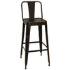 Barhocker mit Rückenlehne - Industrielles Design - Schwarzes Eisen