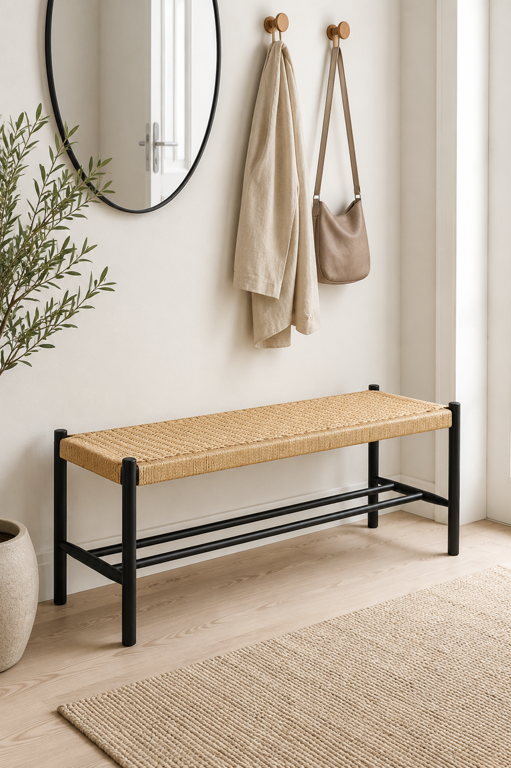 Bank Buche Schwarz / Natur - 120 cm