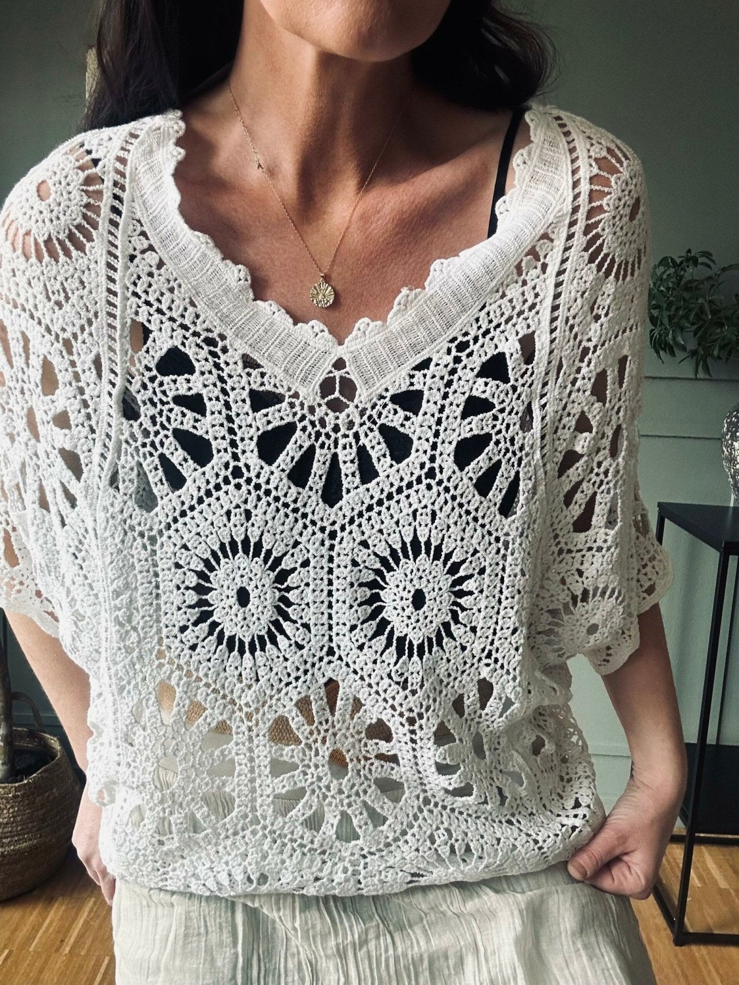 Bluse bohème strik - VIAMAJA.DK