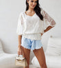 Bluse bestickt - Weiß S/M