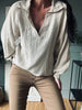 Bluse aus gewaffelter Baumwolle – Beige